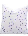 Handmade Indian Block Printed Purple Star Pillow Cover on Thick White Cotton with Invisible Zipper for Living Room Decor