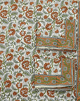 Feel the softness of handwoven cotton adorned with floral block prints in this bedsheet and pillow cover set. Each pattern is carefully stamped by hand, offering authenticity and an earthy, artistic vibe.