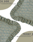 Handmade Throw Block Printed Gray and Beige Floral Thick Linen Frill Pillow Cover - Tulsi Buti