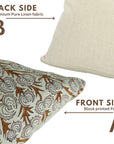 Handmade Block Printed Coconut Floral Pure Linen Pillow Cover for Home Decor – Heart Vine