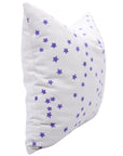 Handmade Indian Block Printed Purple Star Pillow Cover on Thick White Cotton with Invisible Zipper for Living Room Decor