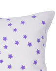 Handmade Indian Block Printed Purple Star Pillow Cover on Thick White Cotton with Invisible Zipper for Living Room Decor