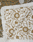 Block Printed Floral Cotton Comfort Quilt in Gray and Green