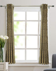 Linen Block Print Curtains - Minimalist Indian Window Treatments - Tulsi Buti