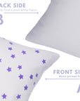 Handmade Indian Block Printed Purple Star Pillow Cover on Thick White Cotton with Invisible Zipper for Living Room Decor