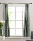 Linen Block Print Room Curtains - Bohemian Indian Decor For Windows Valance - Hariyali