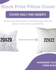 Handmade Indian Block Printed Purple Star Pillow Cover on Thick White Cotton with Invisible Zipper for Living Room Decor