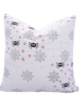 Artisan Block Printed Handcrafted Black Spider Web Pillow Cover on Thick White Cotton for Farmhouse Decor