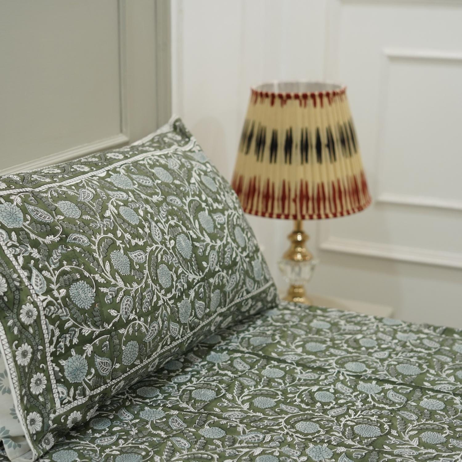 Make a subtle statement with our hand block printed cotton bedsheet set. Featuring timeless floral motifs and soft, breathable fabric, it transforms your bedroom into a peaceful haven.