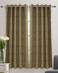 Linen Block Print Curtains - Minimalist Indian Window Treatments - Tulsi Buti