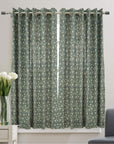 Block Print Pure Linen Blackout Curtains - Indian Print Window Panels for Elegant Home Decor - Amritvela
