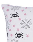 Artisan Block Printed Handcrafted Black Spider Web Pillow Cover on Thick White Cotton for Farmhouse Decor