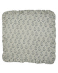 Premium Block Printed Frill Ruffled Table Napkins Pure Linen With Pathjhad Gray