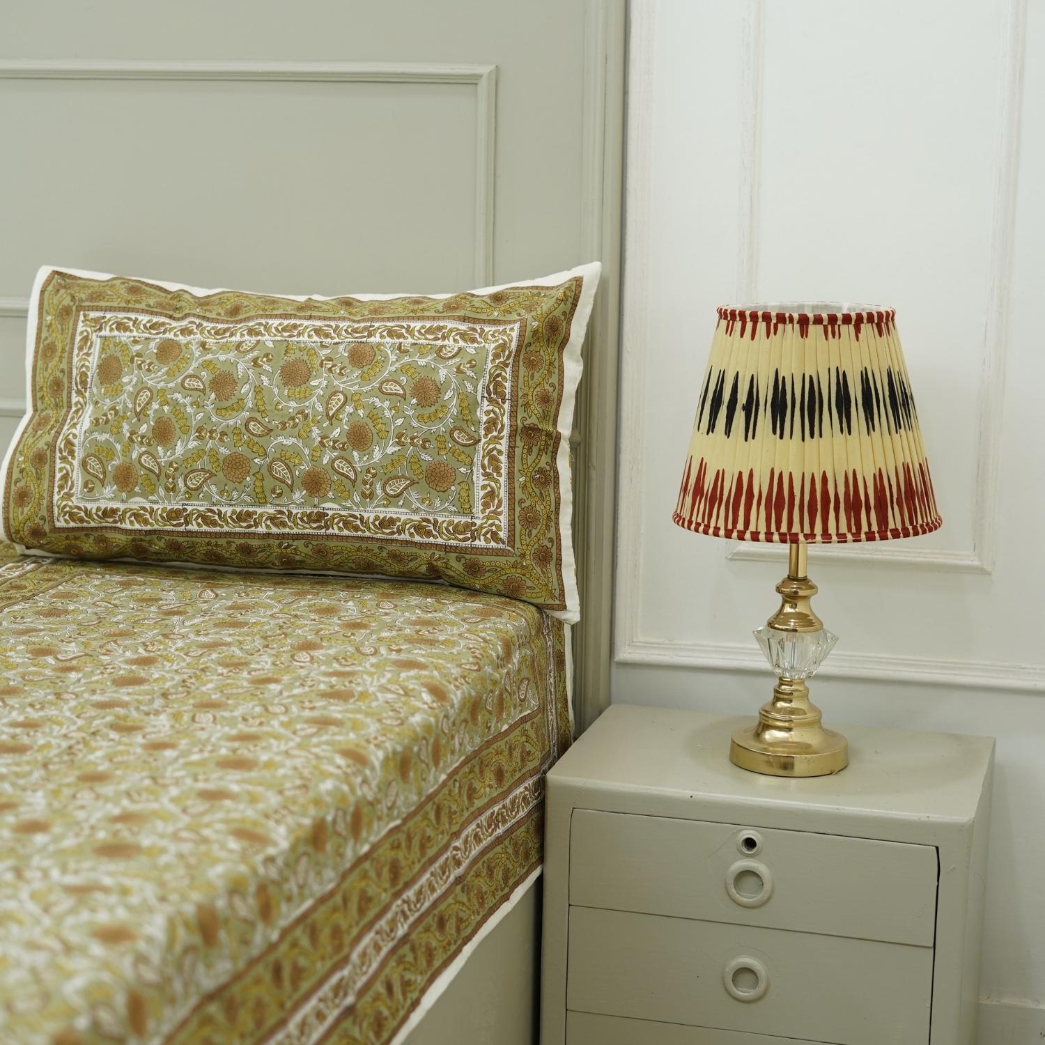 Decorative cotton bedsheet with pillow cover set, king size bedcover, floral hand block print queen bedsheet, bohemian decorative bedcover, soft cotton shams.