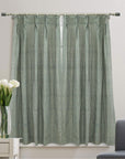 Linen Block Print Room Curtains - Bohemian Indian Decor For Windows Valance - Hariyali