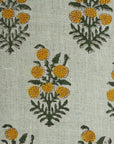 Handmade Art Block Printed Boho Mustard & Gray Floral Cotton Linen Throw Roman Shade – Hajara