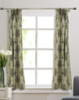 Hand Block Printed Floral Linen Curtains - Blackout Window Door Treatment - Swadesh