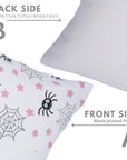 Artisan Block Printed Handcrafted Black Spider Web Pillow Cover on Thick White Cotton for Farmhouse Decor