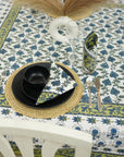 HANDCRAFTED INDIAN BLOCK PRINTED TABLE COVER 100% COTTON FABRIC AND NAPKINS RUNNER - KUSUM
