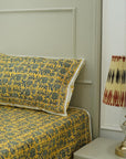 Floral block print 100% cotton bedsheet, natural bedding, decorative cotton bedspreads, colorful printed bedsheet for bedrooms, living room.