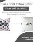Handmade Black Pumpkin Cushion Cover on Thick White Cotton Block Printed Throw for Farmhouse Decor