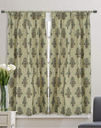 Hand Block Printed Floral Linen Curtains - Blackout Window Door Treatment - Swadesh