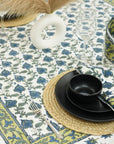 HANDCRAFTED INDIAN BLOCK PRINTED TABLE COVER 100% COTTON FABRIC AND NAPKINS RUNNER - KUSUM