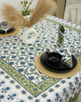 HANDCRAFTED INDIAN BLOCK PRINTED TABLE COVER 100% COTTON FABRIC AND NAPKINS RUNNER - KUSUM