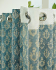 Hand Block Print Linen Blackout Curtains - Indian Fabric Room Decor - Neel Gagan