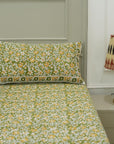 Floral block print 100% cotton bedsheet, natural bedding, decorative cotton bedspreads, colorful printed bedsheet for bedrooms, living room.