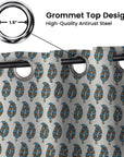 Floral Boho Block Print Blackout Curtains - Grommet Linen Window Shades - Lil Paisley