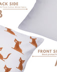 Handcrafted Bronze Cat Pillow Cover Block Printed on 100% Thick White Cotton for Bedroom Decor