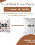 Handcrafted Bronze Cat Pillow Cover Block Printed on 100% Thick White Cotton for Bedroom Decor