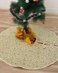 Handmade Block Printed Jungle Ghash Green Leaf Floral Duck Canvas Christmas Tree Skirts for Decorative Home
