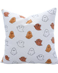 Handmade Ghost Orange & Brown Cushion Cover Block Printed on Thick White Cotton for Traditional & Elegant Decor