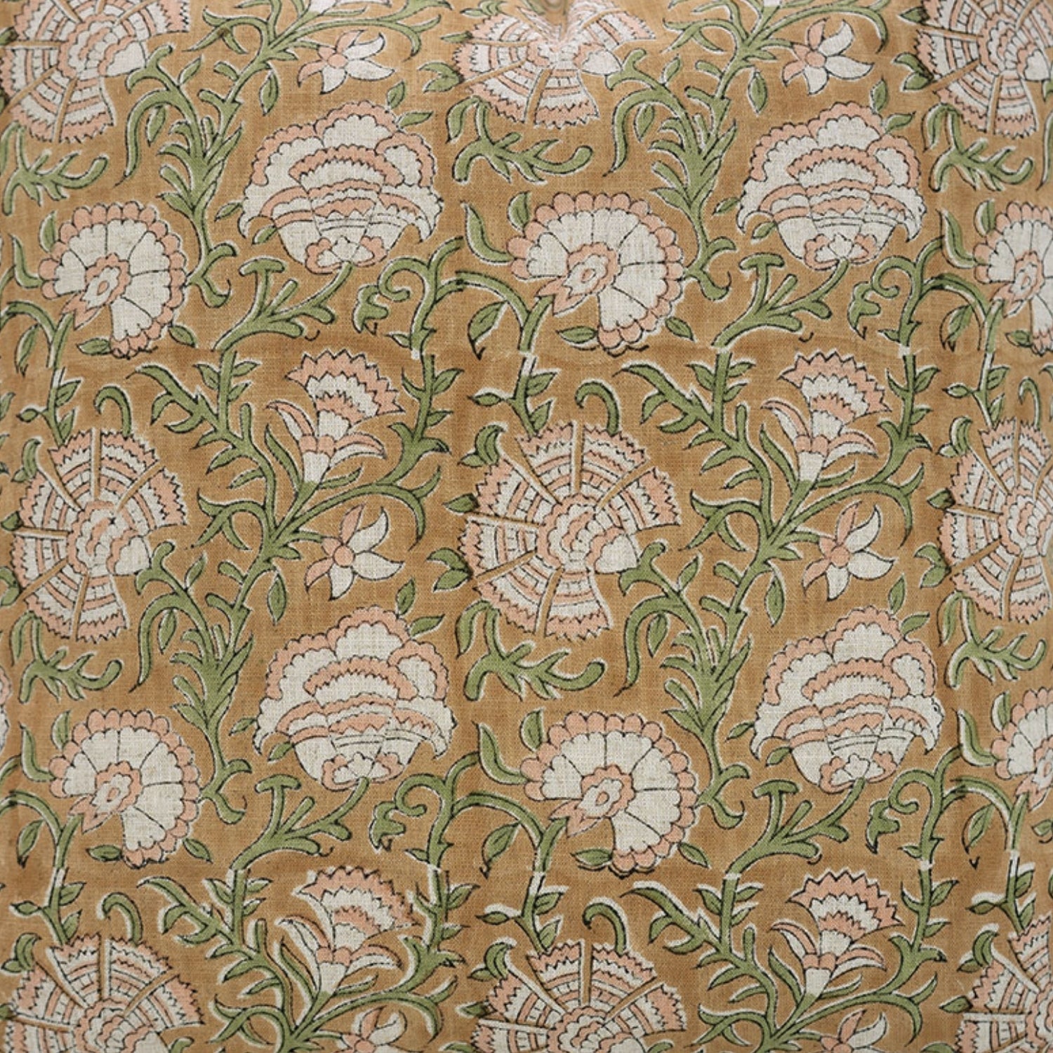 Handmade Brown Floral Boho Cushion Cover in Pure Linen – Sonakashi Print for Farmhouse Decor