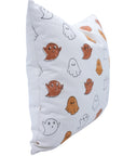 Handmade Ghost Orange & Brown Cushion Cover Block Printed on Thick White Cotton for Traditional & Elegant Decor