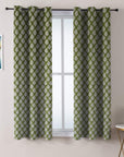 Room Darkening Floral Grommet Curtains - Blackout Linen Window Treatment - Badal