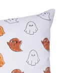 Handmade Ghost Orange & Brown Cushion Cover Block Printed on Thick White Cotton for Traditional & Elegant Decor
