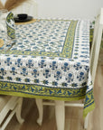 HANDCRAFTED INDIAN BLOCK PRINTED TABLE COVER 100% COTTON FABRIC AND NAPKINS RUNNER - KUSUM