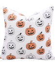Handcrafted Indian Block Printed Orange & Black Pumpkin Thick Cotton White Cushion Cover for Living Room