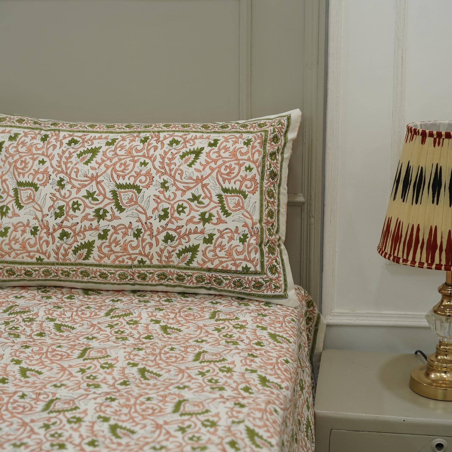 Cotton bedsheet for king, queen and twin size bed, made from 100% cotton fabric bedspread, floral block print handmade printed bedspread for king size bed - Fabritual