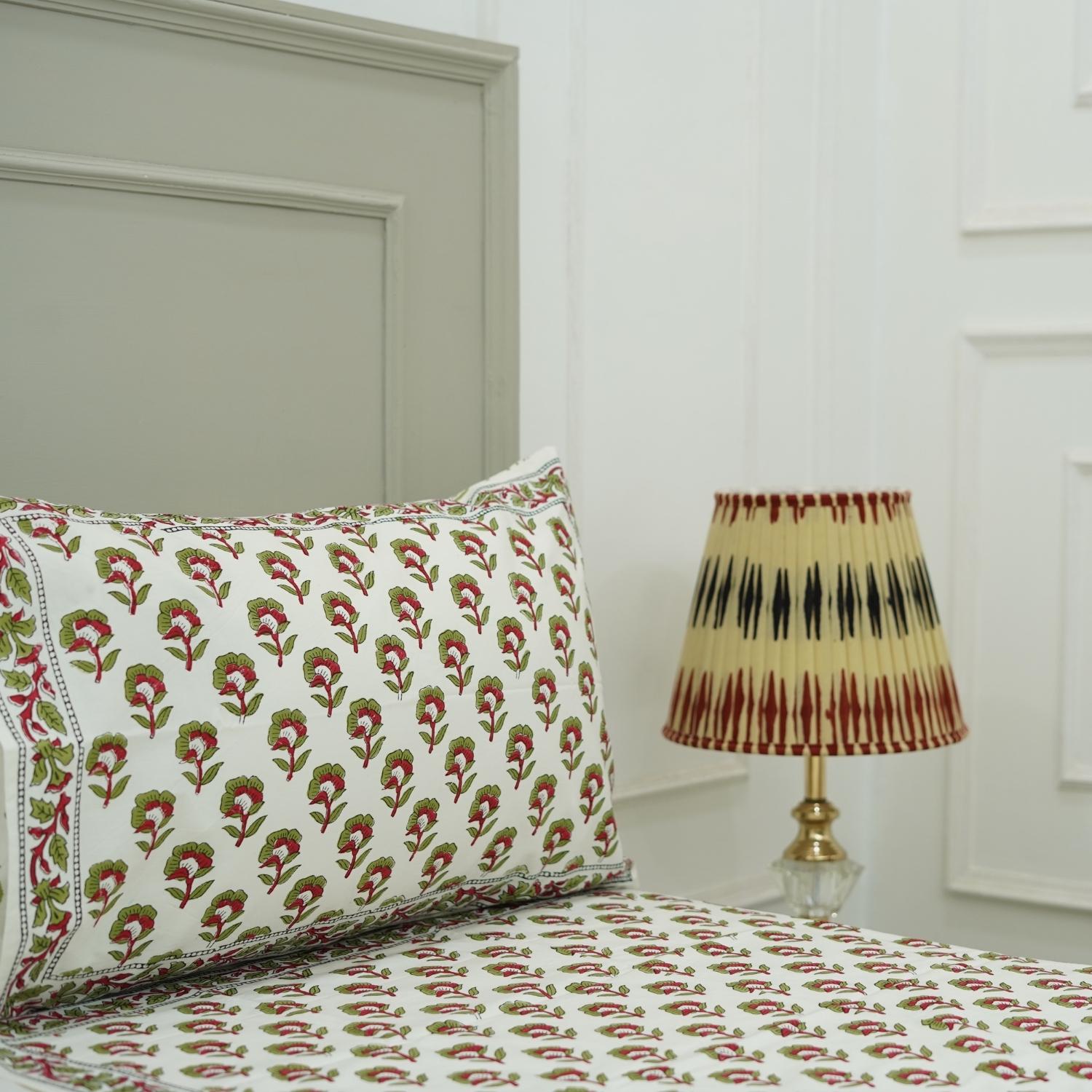 Hand block printed bedding, Indian block print bedsheets, Floral print cotton bedsheet, Natural dyed bedding, Block print pillow cover, Indian handloom bedsheets, Cotton throw for bed.