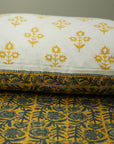 Decorative cotton block printed bedsheet, double bed cotton bedsheet with pillow cover, Indian handmade art, floral designer bedcovers, queen size bedsheet with pillowcases.