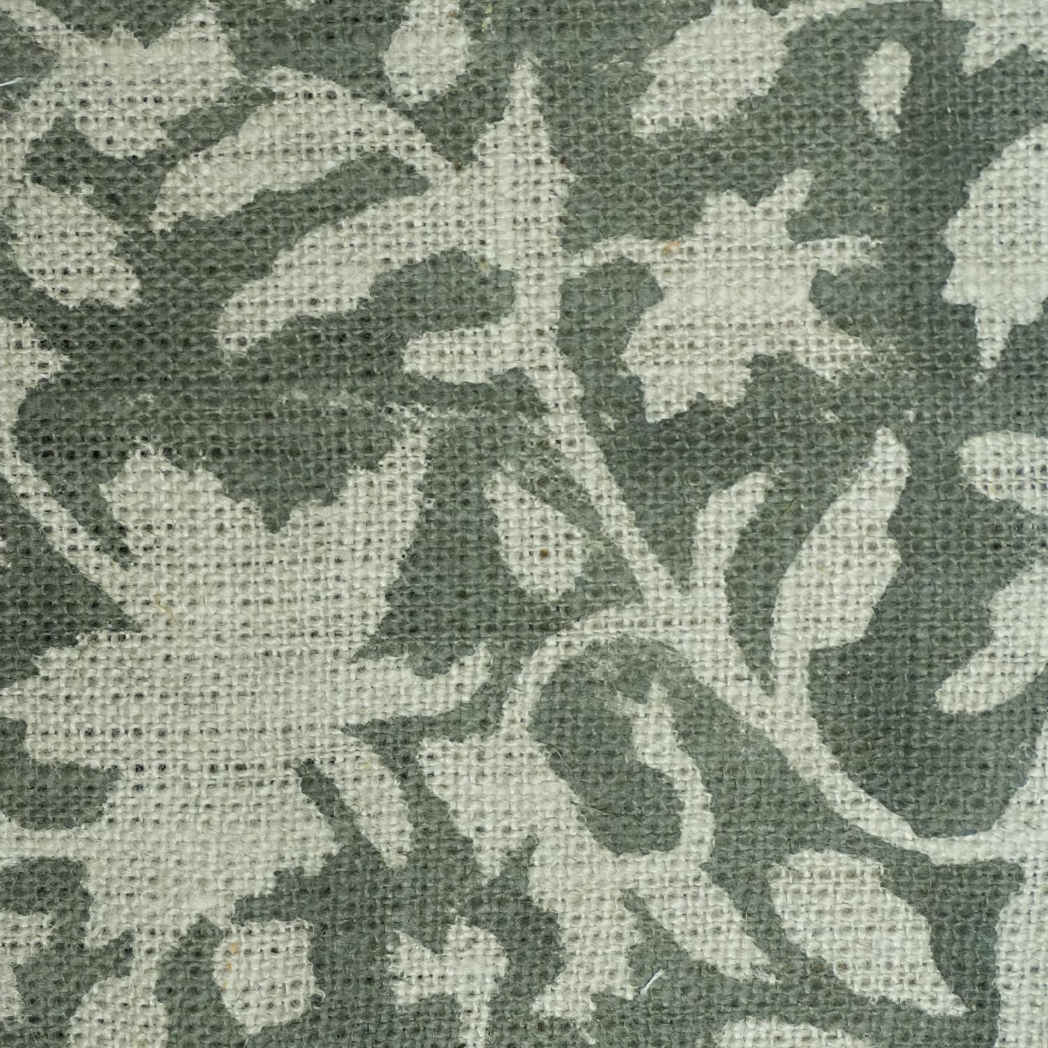 Block Printed Gray Floral Roman Shade in Thick Linen Window Covering for Bedroom Decor – Manikarnika