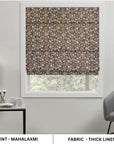 Hand Block Printed Boho Roman Shade Maroon & Mustard Floral Window Blind in Heavy Linen – Mahalaxmi