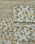 Feel the softness of handwoven cotton adorned with floral block prints in this bedsheet and pillow cover set. Each pattern is carefully stamped by hand, offering authenticity and an earthy, artistic vibe.