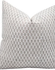 Handmade Mini Floral in Gray and White Block Printed Indoor Pure Linen Pillow Cover - Tarangini
