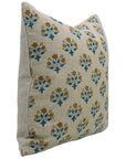 Handmade Floral Green Accent Cushion Cover - Diwali Flower