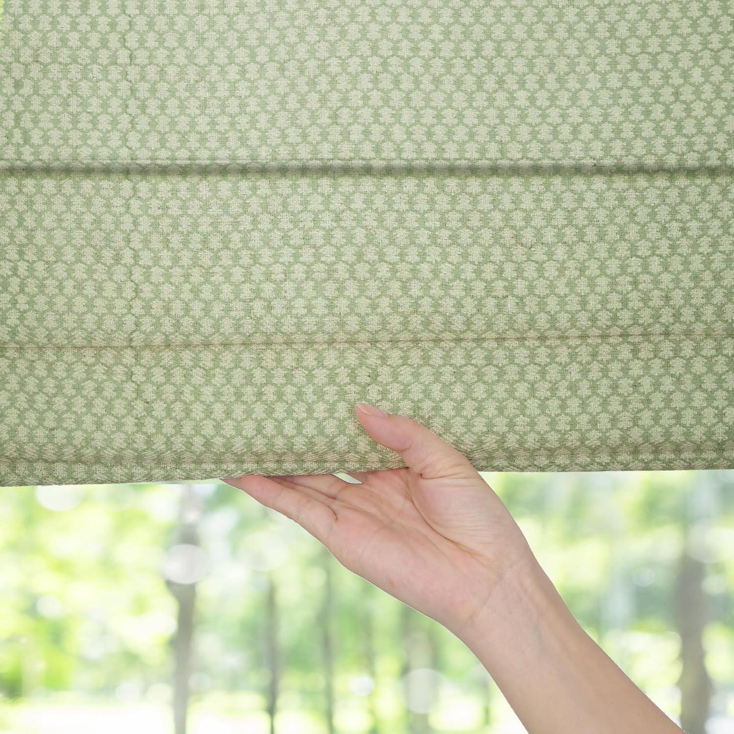 Floral Block Printed Roman Shade in Thick Linen Custom Handmade Window Blind for Living Rooms – TARZ
